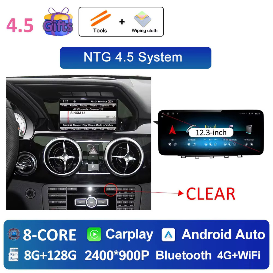 LIARO-NAVI Android 16 Auto-Radio für Mercedes Benz GLK X204 (2013 - 2015) mit QLED Ultra-Dünner Bildschirm, kabellose Verbindung, 4G, GPS-Navigation, Schwarz - Bild 5