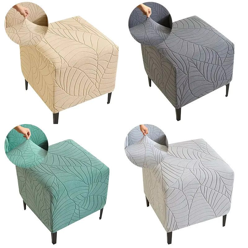WANERQU Jacquard Ottoman-Hockerbezug für quadratische Fußhocker, elastischer Schonbezug - Bild 2