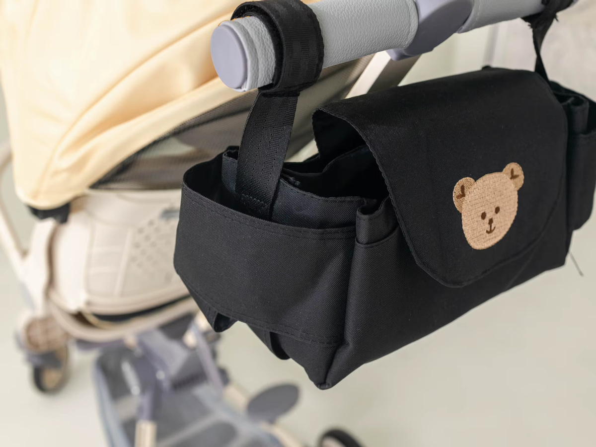Universal Baby Kinderwagen Organizer mit Becherhalter und Zubehörtasche in Schwarz - Bild 2