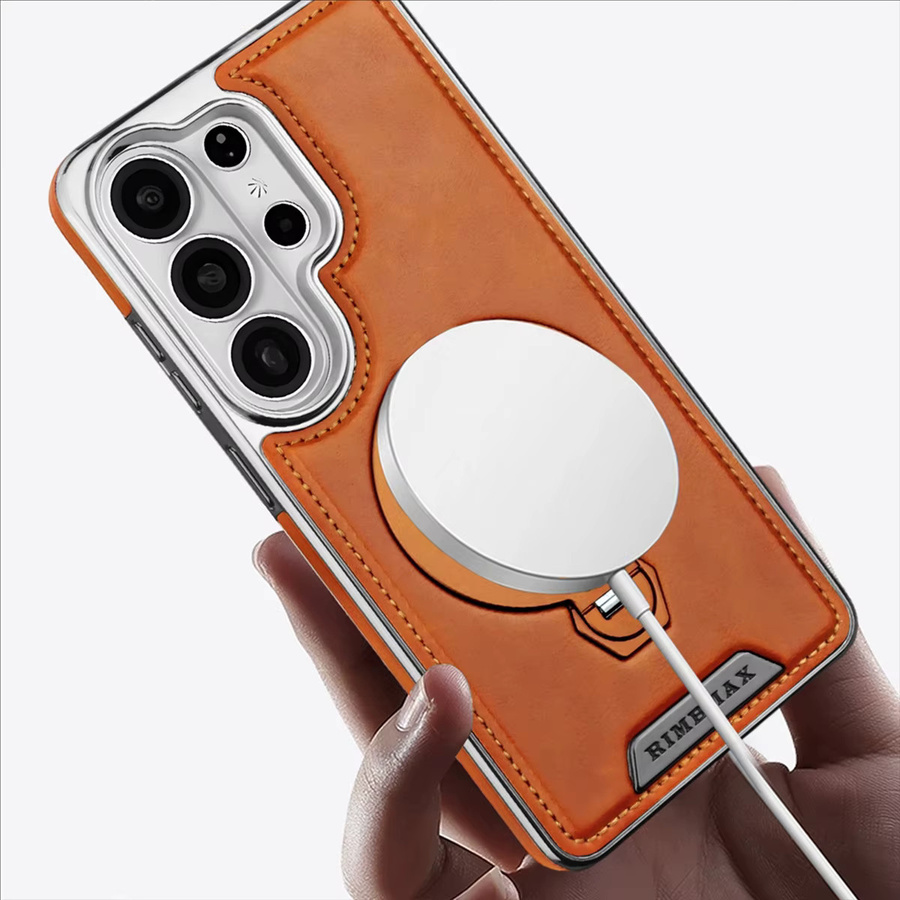 SZMUGUA PU-Leder Handyhülle mit MagSafe Magnetring-Halterung für Samsung Galaxy S26 Ultra S25 Edge S24 S23 Plus, Stoßfester Schutz, Braun - Bild 2