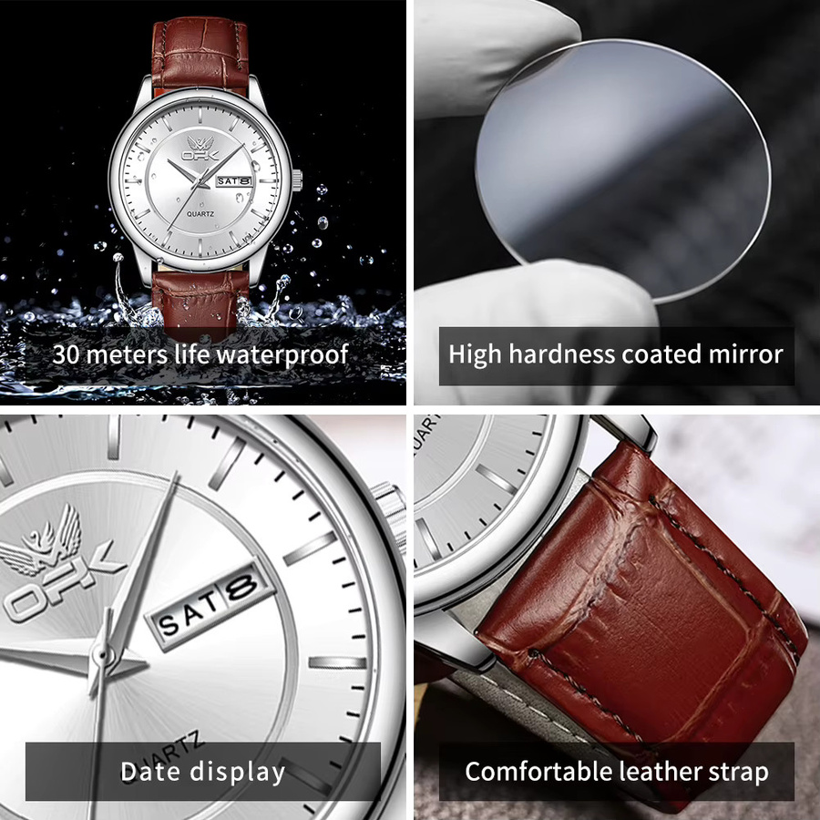 OPK Armbanduhr, Quarz, Lederarmband, Silber, Weiß, Damen - Bild 4