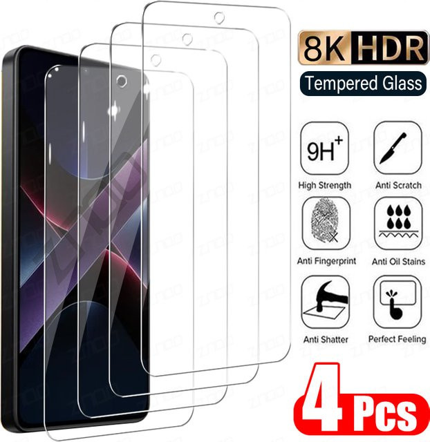 4er-Set gehärtetes Glas Display Schutzfolie für Xiaomi Poco X7 Pro, X6 Pro, X5 und C65 in Transparent - Bild 1
