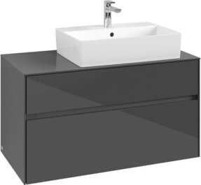 V&B Waschtischunterschrank Collaro in Glossy Grey mit Waschbeckenanschluss rechts, B/T/H: 100 x 54,8 x 50 cm - Bild 1