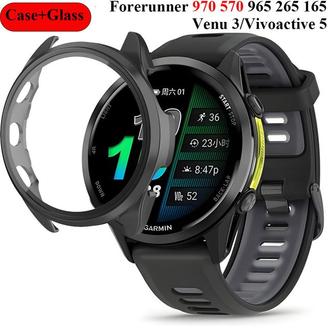 Garmin Uhrenzubehör HD-Hartglas + PC-Hülle, Schwarz - Bild 1