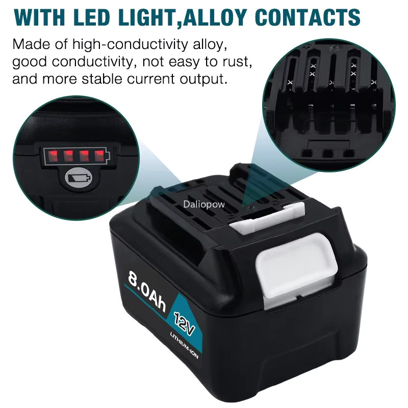 Makita Li-Ionen Ersatz-Akku 10,8V 12V Max 8000mAh in Schwarz für BL1040 BL1020B BL1040B BL1050B BL1041 BL1016 BL1021 - Bild 3