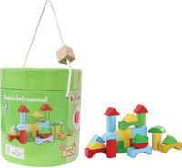 SpielMaus Buchenholzbausteine in Trommel, bunt, 90-teiliges Set - Bild 1