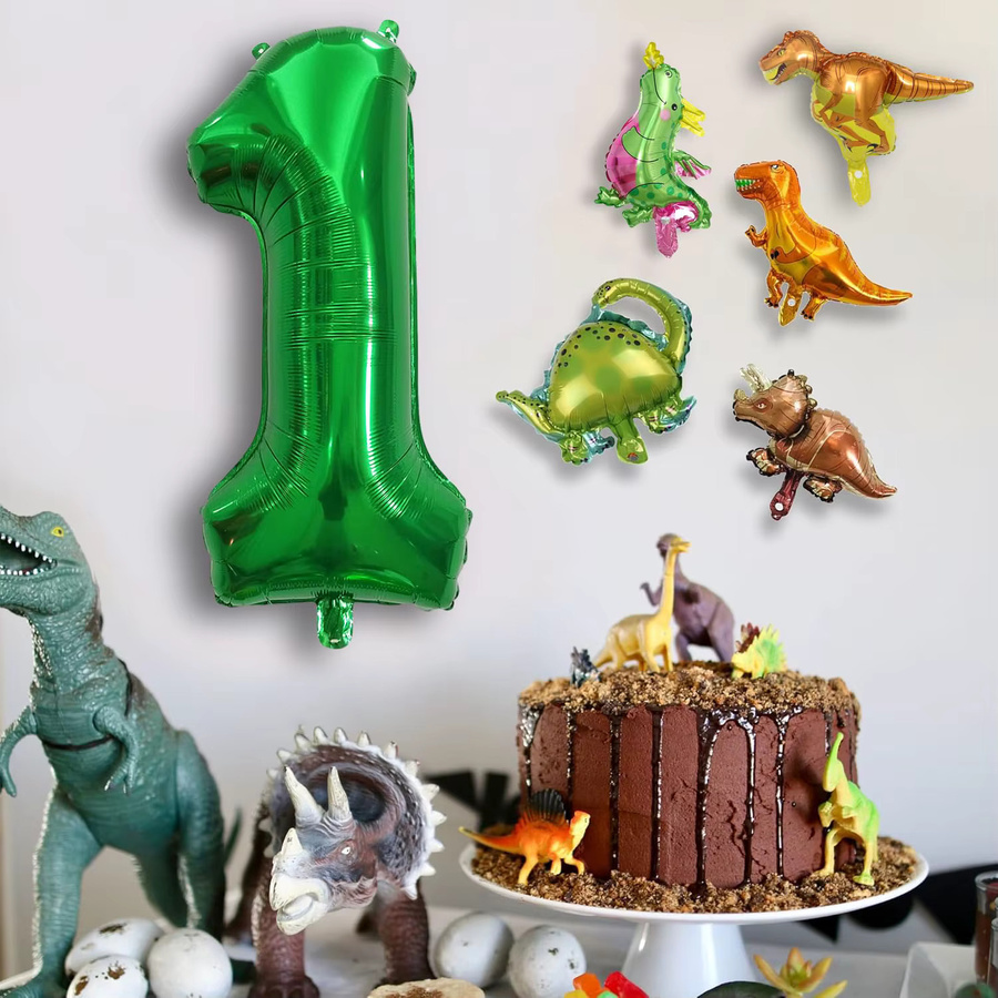 RENYUAN Dinosaurier Ballon-Set für Kindergeburtstage, 6 Stück, Grün, Partydekoration mit Tier-Motiven - Bild 1