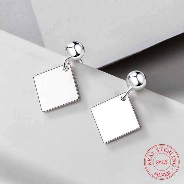 Wucifang Jewelry Ohrringe, 925 Sterling Silber, Geometrische Quadrat, Damen - Bild 1