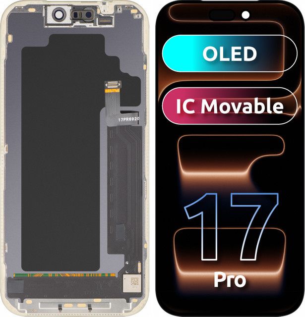 MP Touchscreen-Display für Apple iPhone 17 Pro, OLED FHD IC Movable Version mit Rahmen, Schwarz - Bild 1