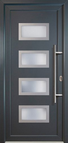 Meeth Kunststoff-Haustür Signum Exklusiv in Grau mit satiniertem Glaseinsatz und nach innen öffnender Funktion, Breite: 98,0 cm, Tiefe: 7,0 cm, Höhe: 200,0 cm - Bild 1