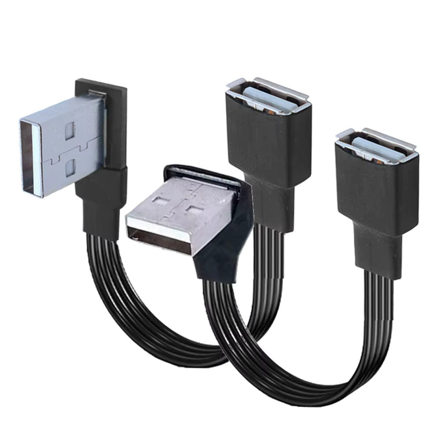 Chenyang USB 2.0 A Panelmontage Verlängerungskabel mit abgewinkeltem Stecker in Schwarz - Bild 2