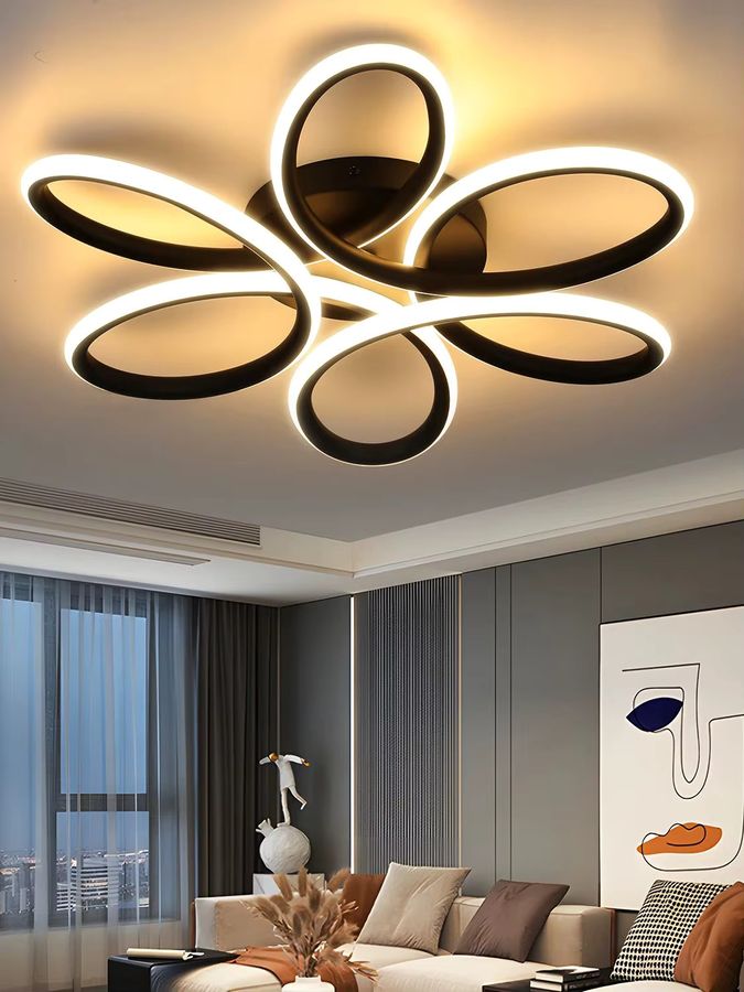 Oyajia Moderne LED-Deckenleuchte aus Metall mit Blumendesign, 60W, warmweiß 3000K, Durchmesser: 43 cm - Bild 6