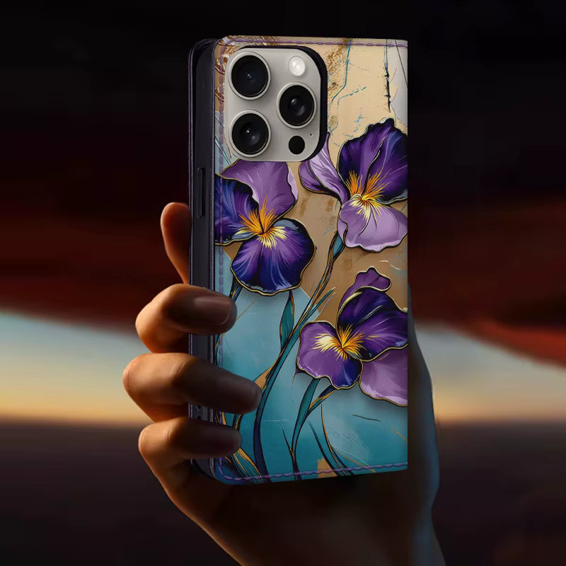 Farbig bemalte Flip Cover Wallet Handyhülle für Motorola Edge 60 70 G72 Fusion S30 G Pure Pro 5G in Grün und Mehrfarbig - Bild 3