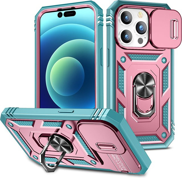 Stoßfeste Panzerung Schutzhülle in Schwarz für iPhone 15, 14, 13 Pro Max und 13 Mini mit Auto-Halterung - Bild 1