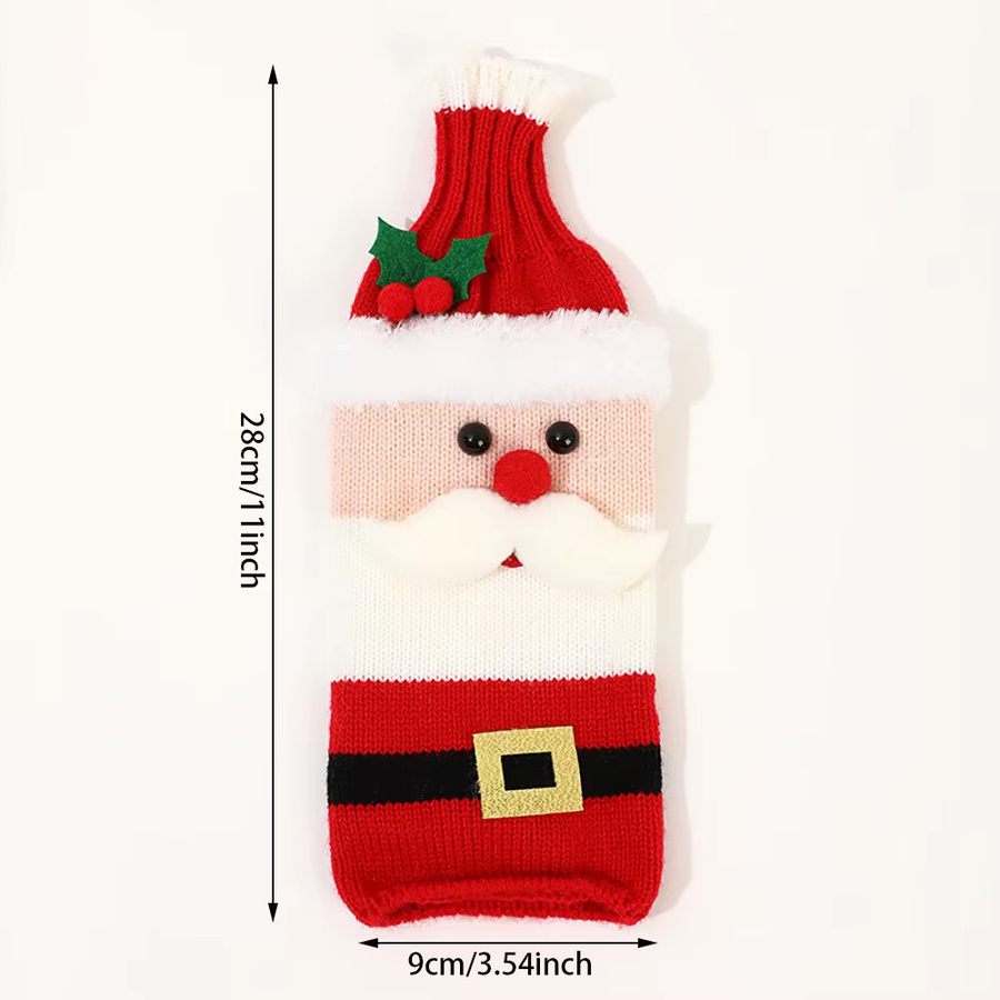 Runtowo Weihnachts-Weinflaschen-Abdeckung aus Textil in Multicolor mit Weihnachtsmann, Schneemann und Rentier - Bild 5