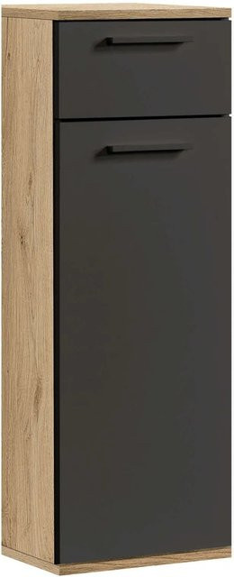 mokebo Bad-Beistellschrank Der Matrose in Eiche-Schwarz, H: 91 cm, B: 33 cm, T: 34 cm - Bild 1