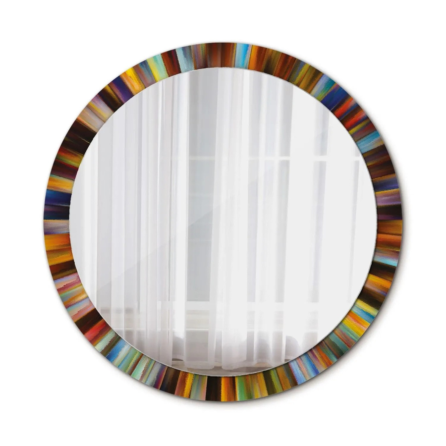 Tulup Rundspiegel mit Motivdruck Bunte Strahlen in Multicolour, Durchmesser: 100 cm - Bild 2