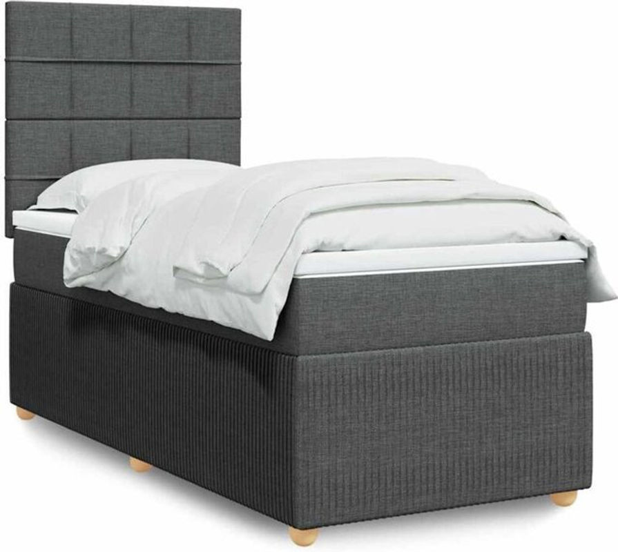 vidaxl Boxspringbett mit Matratze aus Stoff in Anthrazit B/T/H: 100 x 200 x 140,5 cm - Bild 1