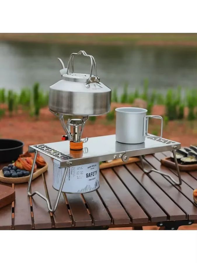 LZJV Outdoor Picknick Klapptisch aus Edelstahl als tragbarer Camping und Grilltisch - Bild 5