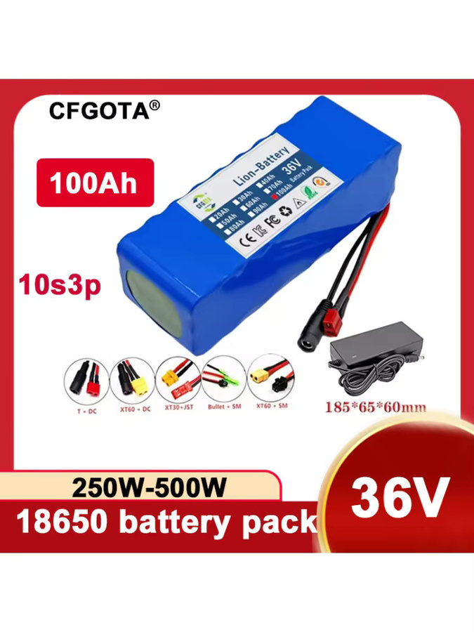 LOLRKO Li-Ion Akku 36V 100Ah 10S3P mit integriertem 15A BMS und 42V 2A Ladegerät in Blau - Bild 4