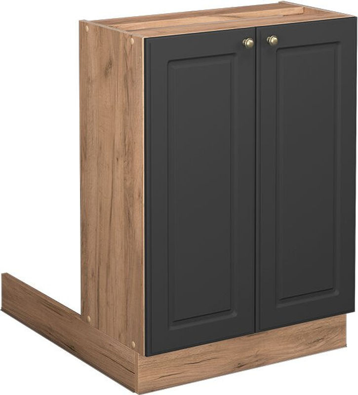 Vicco Küchenunterschrank Fame-Line Landhaus Eiche Anthrazit mit Gold-Akzenten und Softclose-Scharnieren, Breite: 60 cm - Bild 2