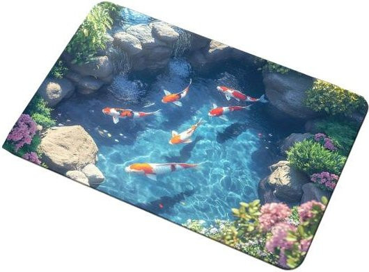 Yousheng 3D Unterwasserhöhle Teppich mit optischer Täuschung, Blauer Ozean, rutschfest, B/B: 60 x 90 cm - Bild 1