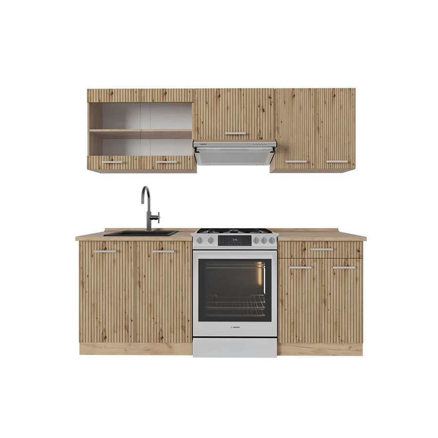 Vicco R-Line Küchenzeile Artisan-Eiche und Goldkraft Eiche, Breite: 200 cm - Bild 2