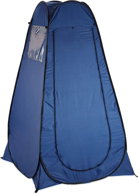 Relaxdays Umkleidezelt aus Polyester und Stahl in Blau, witterungsbeständig und selbstaufbauend, B/T/H: 190 x 120 x 120 cm - Bild 1