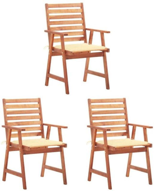 Vidaxl Garten-Essstühle Set aus Massivholz Akazie mit Kissen in Braun und Beige - Bild 1