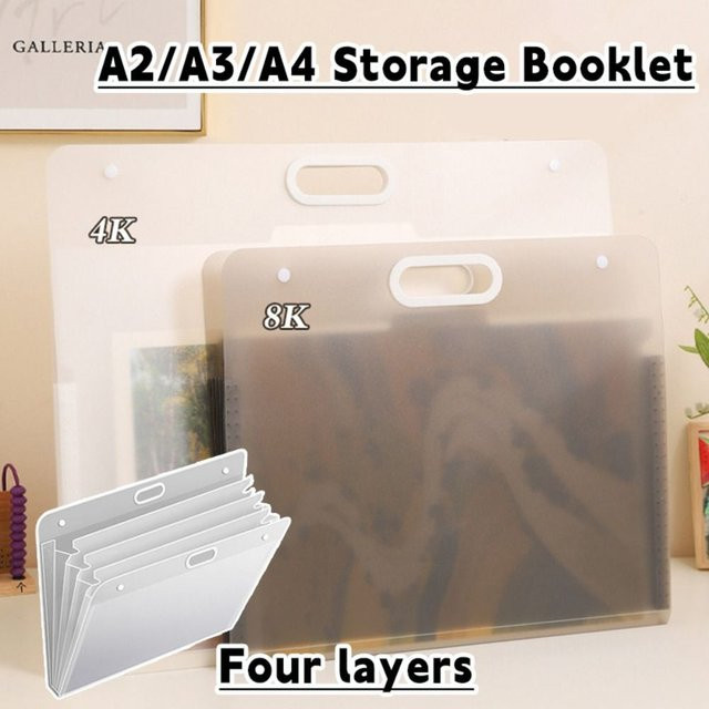 Transparente Aktenordner Aufbewahrungstasche aus Kunststoff für A2 A3 A4 Papier, wasserdichte Zeichentasche mit vier Schichten in Weiß - Bild 1