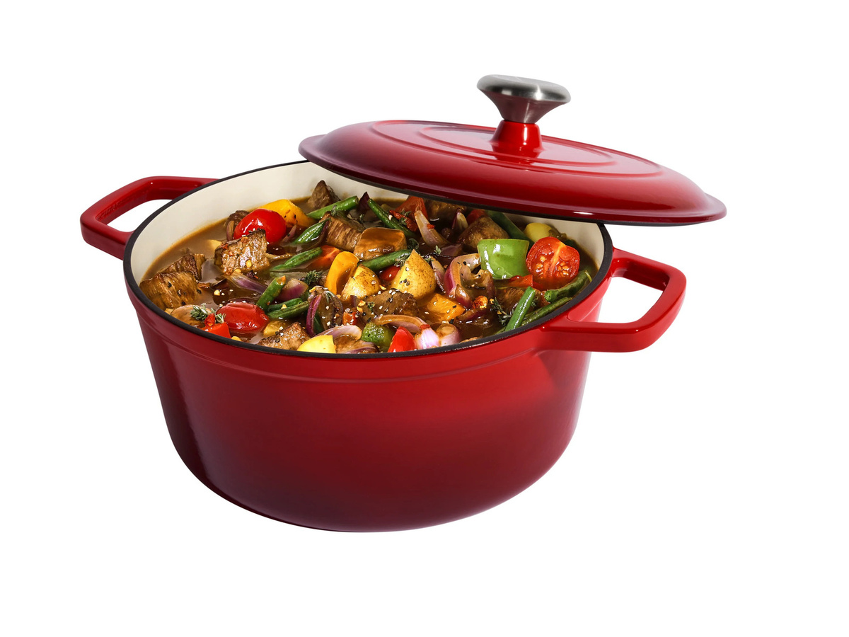 SILVERCREST Premium Gusseisentopf mit Emaille in Rot, Durchmesser: 25 cm - Bild 2