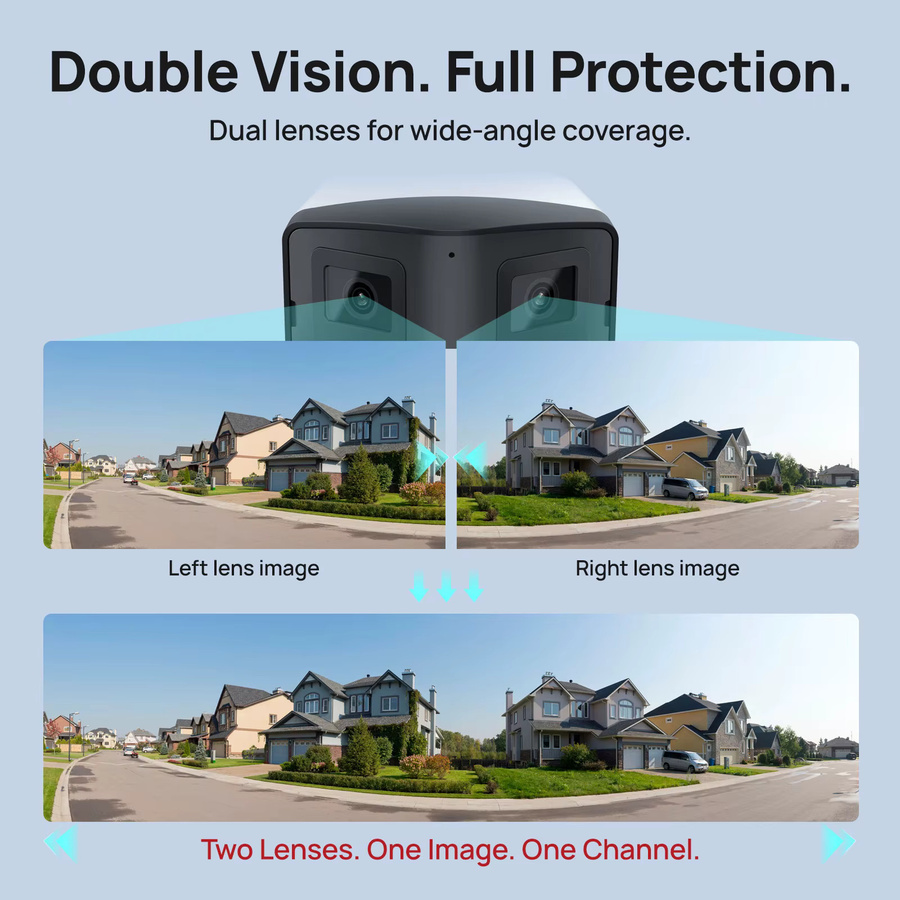 VIKYLIN 170 Grad Panorama-Sicherheitskamera mit Dual-Light-4MP-IP-Technologie, zwei Objektiven und POE Onvif, Farbe: Weiß - Bild 3