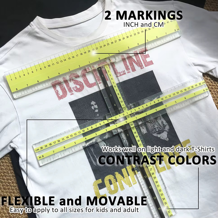 T-Shirt-Lineal aus transparentem Acryl als Zentrierhilfe für Sublimation und Vinyl-Druck sowie Nähwerkzeug - Bild 3