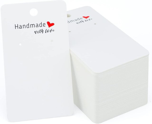 50 Stück Ohrring Display-Karten mit Herz-Motiv aus Papier für Schmuckverpackungen, B: 9 cm, H: 5 cm - Bild 1