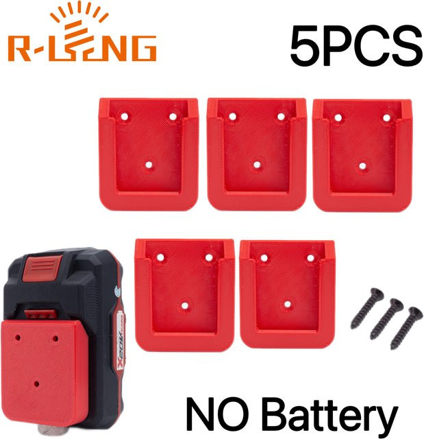 5er Set Wandhalterung für Parkside X20V Team Series Lithium-Werkzeuge in Rot inklusive Schrauben - Bild 1