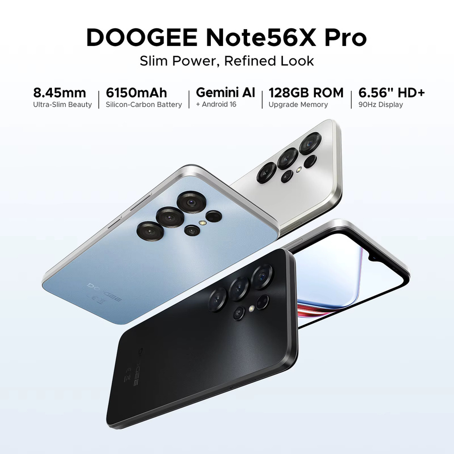 DOOGEE Note56X Pro Smartphone in Schwarz mit Android 16, Gemini AI, 6,56 Zoll Bildschirm und 6150mAh Akku - Bild 2