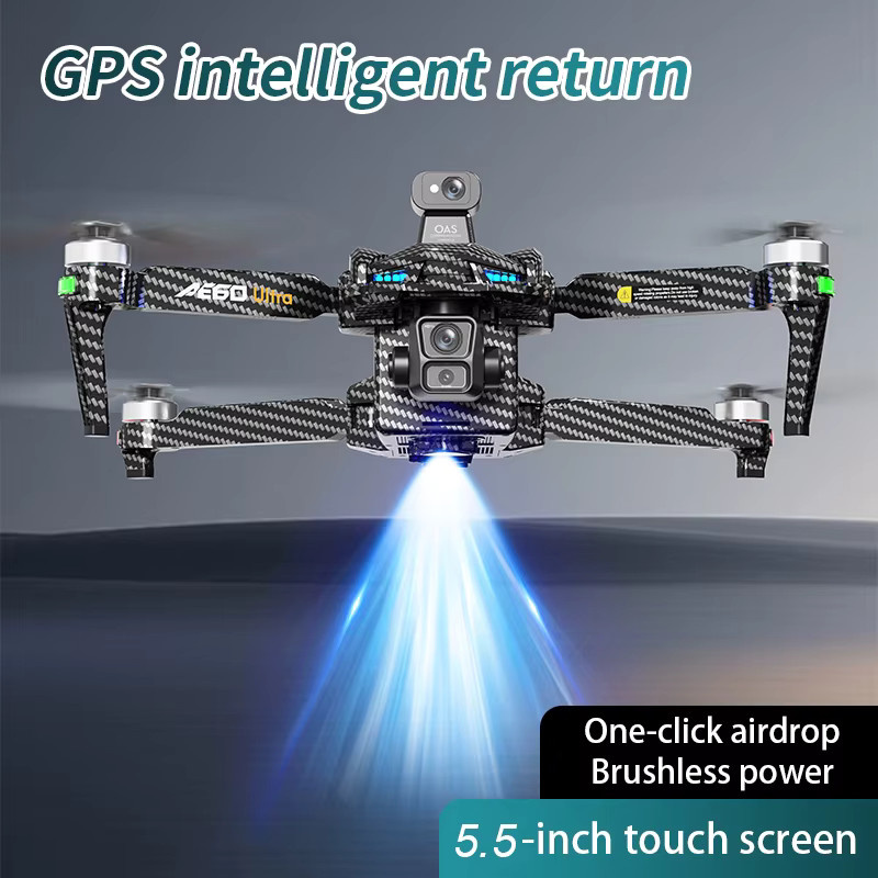 WDSZKMYF AE60 GPS-Drohne mit 4K HD-Kamera, 3-Achsen-Gimbal, 360° Hindernisvermeidung und 5,5-Zoll-Touchscreen-Fernbedienung, faltbarer Quadcopter mit 5G FPV in Schwarz - Bild 5