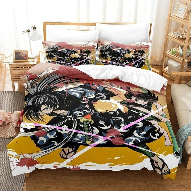 Anime Dororo Bettwäsche-Set mit Kissenbezügen aus Mikrofaser, Mehrfarbig, B/H: 70 x 133 cm - Bild 1