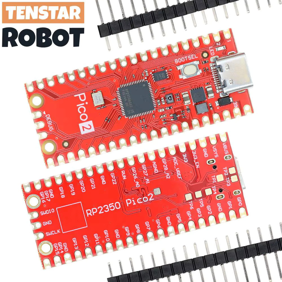 TENSTAR RP2350 Red Board PICO2 Entwicklungsboard mit RP2350A Chip und USB-C Anschluss kompatibel mit Raspberry Pi PICO2 in Rot - Bild 3