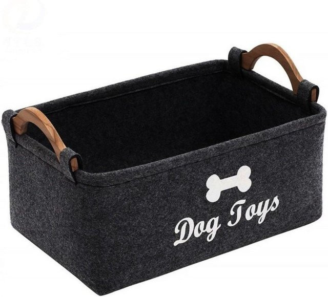 Binchi Outdoor Equipment Filz Haustier Spielzeug Aufbewahrungskorb mit Buchstabenmuster in Schwarz und Grau, B/T/H: 38,0 x 25,0 x 18,0 cm - Bild 1