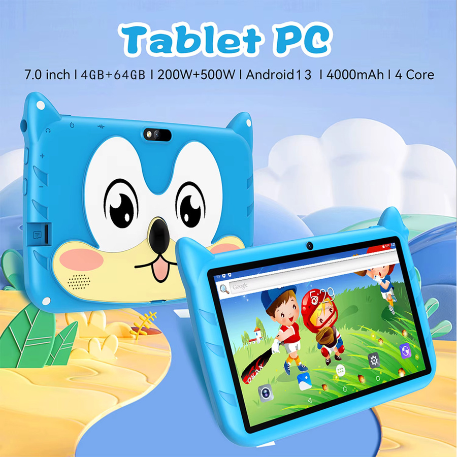 BDF Kinder Tablet mit 7 Zoll Display, Android 13, 5G WiFi, 4GB RAM, 64GB ROM und Dualen Kameras, Gelb oder Blau - Bild 2