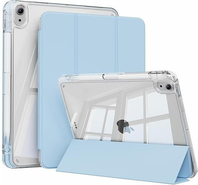 QINGLONG GOODS Schutzhülle für iPad 11 Zoll (2025) und iPad 10 (10,9 Zoll, 2022) mit Stifthalter und klarer Acryl-Rückseite, Transparent - Bild 1