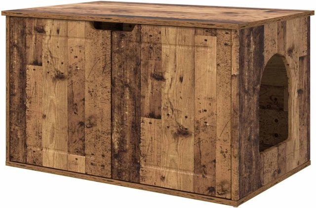vidaXL Katzenhaus aus Altholz in Braun, B/T/H: 85 x 55 x 50,5 cm - Bild 1