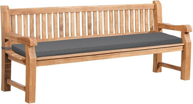 DELUKE Teakbank LUKAS aus Teakholz mit Sitzkissen in Dunkelgrau, B/T/H: 220 x 61 x 93 cm - Bild 1
