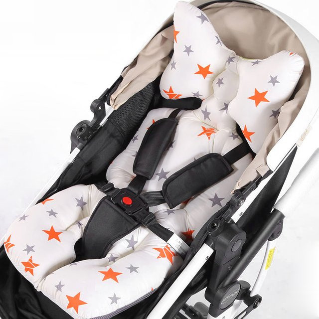Bedrucktes Kinderwagen Kissen und Sitzbezug aus Baumwolle für Baby Windel Pads in Beige und Multicolour - Bild 1