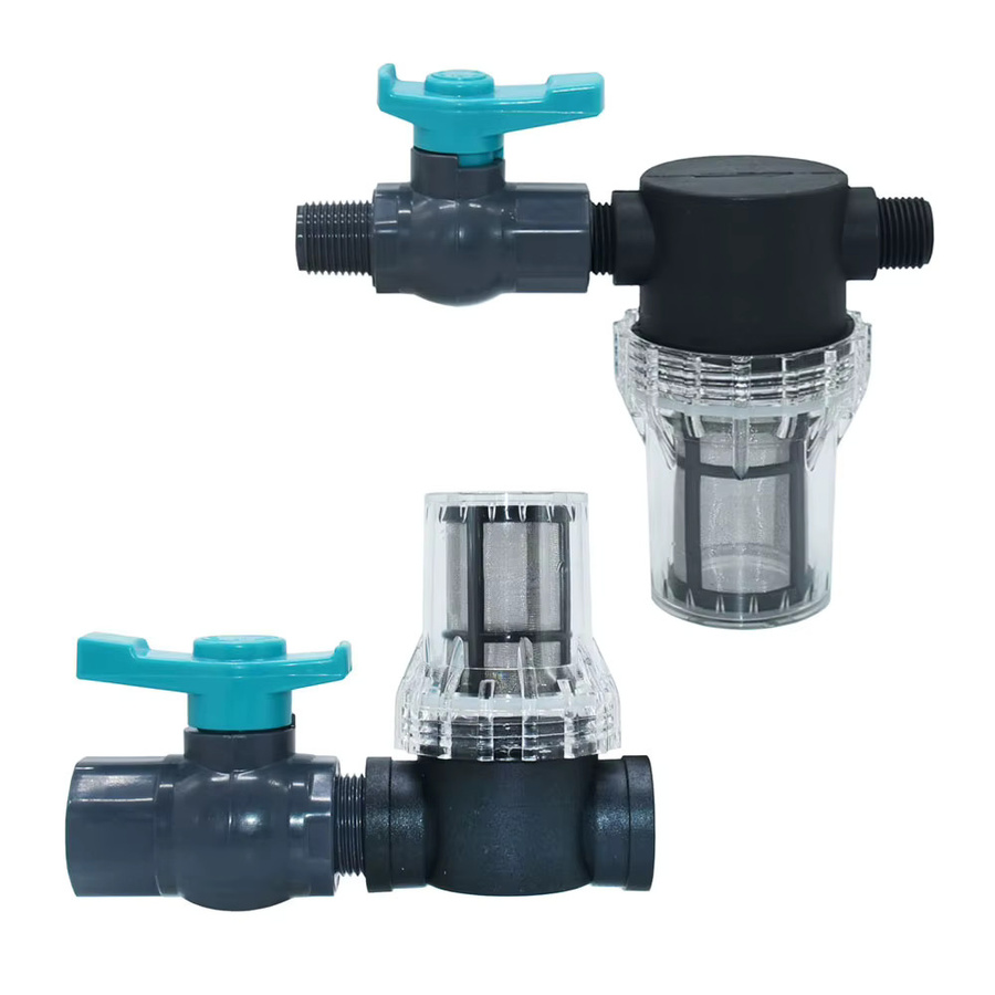 Bewässerungsfilter mit Innen- und Außengewinde für PE-Rohre und Gartenpumpen, 100 Mesh Sieb, Schwarz - Bild 3