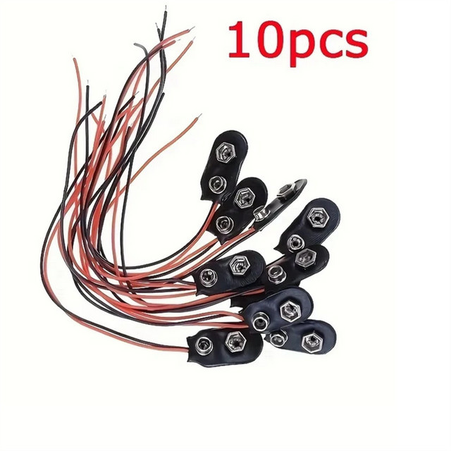 AOKIN 10 Stück 9 V Batterie-Clips in Schwarz und Rot mit 2-Draht-Kabel als Verbindungsstecker und Batteriehalter - Bild 1