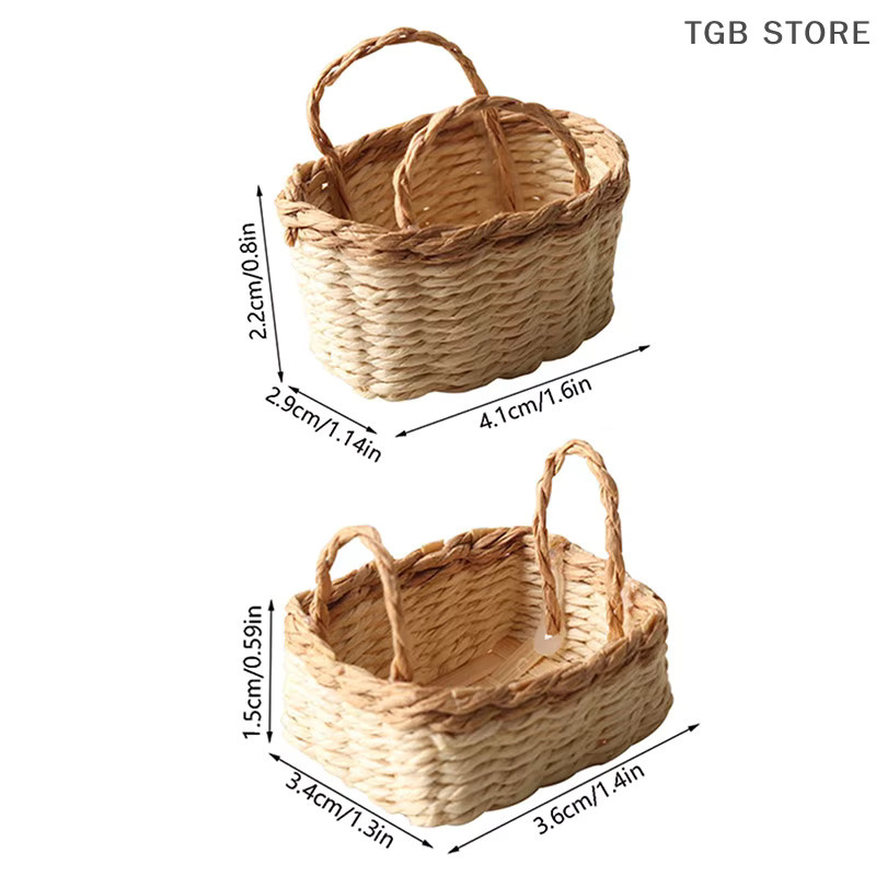 DIAPER&CORED Miniatur Aufbewahrungskorb für Puppenhaus Zubehör, gewebter Rahmen in Beige, Maßstab 1:12 - Bild 5