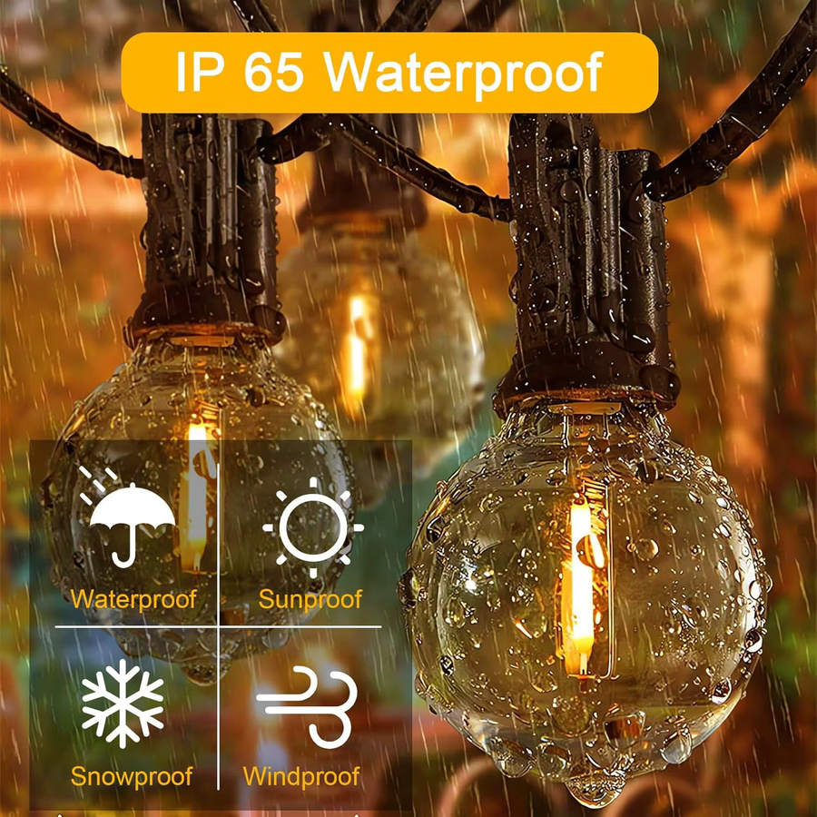 Mexllex LED G40 Globe Lichterkette für den Außenbereich, wasserdichte IP65 Kunststoff-Glühbirnen in Transparent, dekorative Garten- und Weihnachtsbeleuchtung - Bild 2