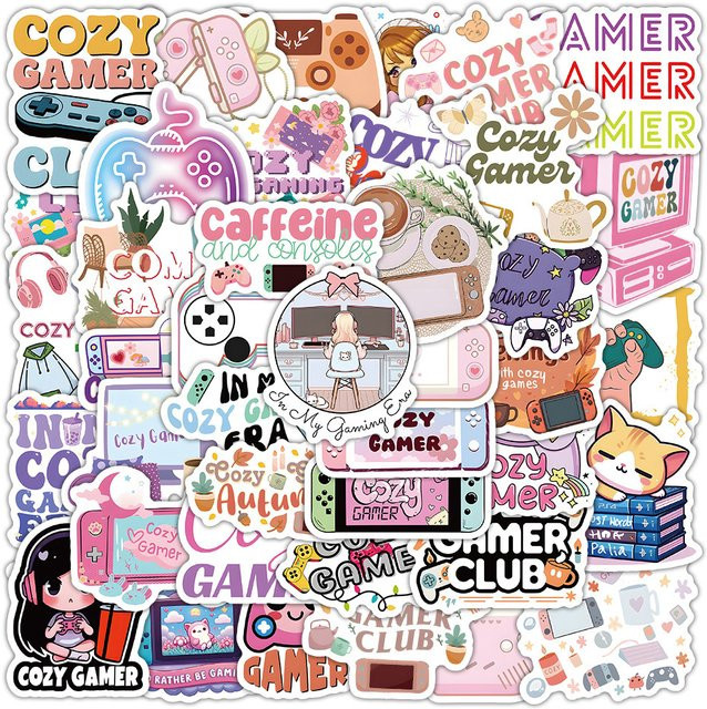 Kpustyle Cartoon Cozy Gamer Graffiti Aufkleber Set in Multicolour zur Dekoration von Laptop, Handy und Notizbuch - Bild 1